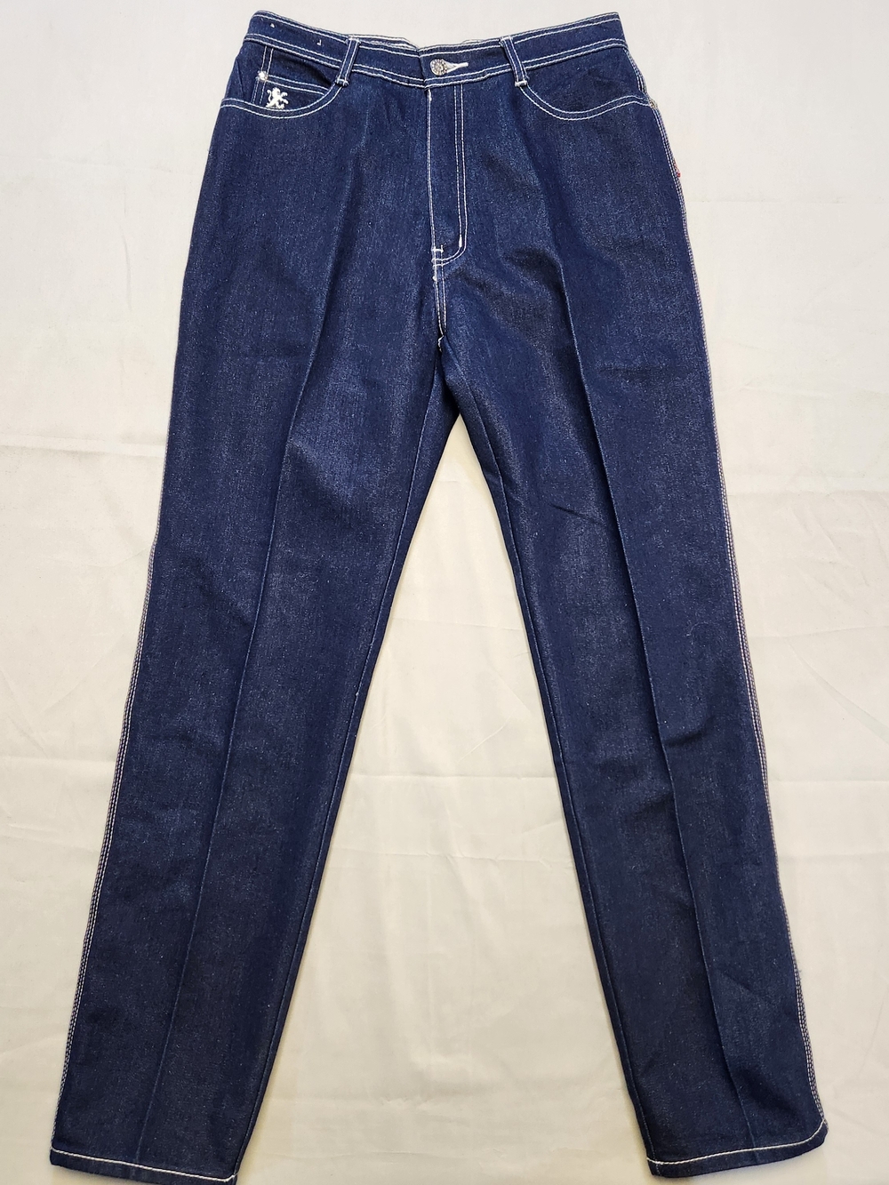 Braxton Stretch Jeans 1 Womens Blue Vintage High Rise Lion Logo Straight Leg Mom